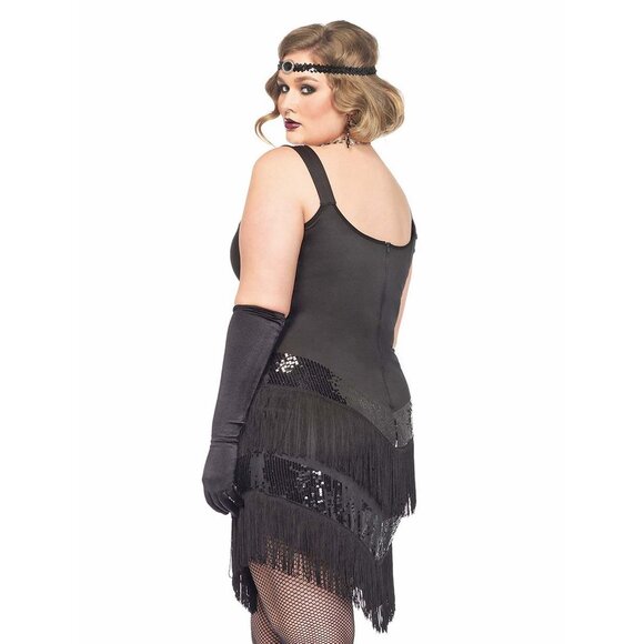 Flapper Costume 3x/4x Women Plus Size Black Halloween Roleplay Cosplay Dress Set - Picture 5 of 10